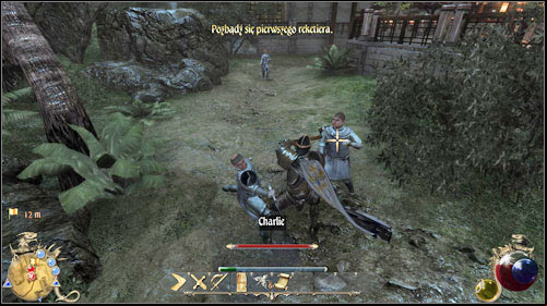 Head to the edge of the shopping district, where you will find Erdon (M23:19) - the merchant, from which the bandits are extorting protection money daily - Mr. Lexington (1), The Racketeers | Quests - New Ashos - Quests - New Ashos - Two Worlds II Game Guide