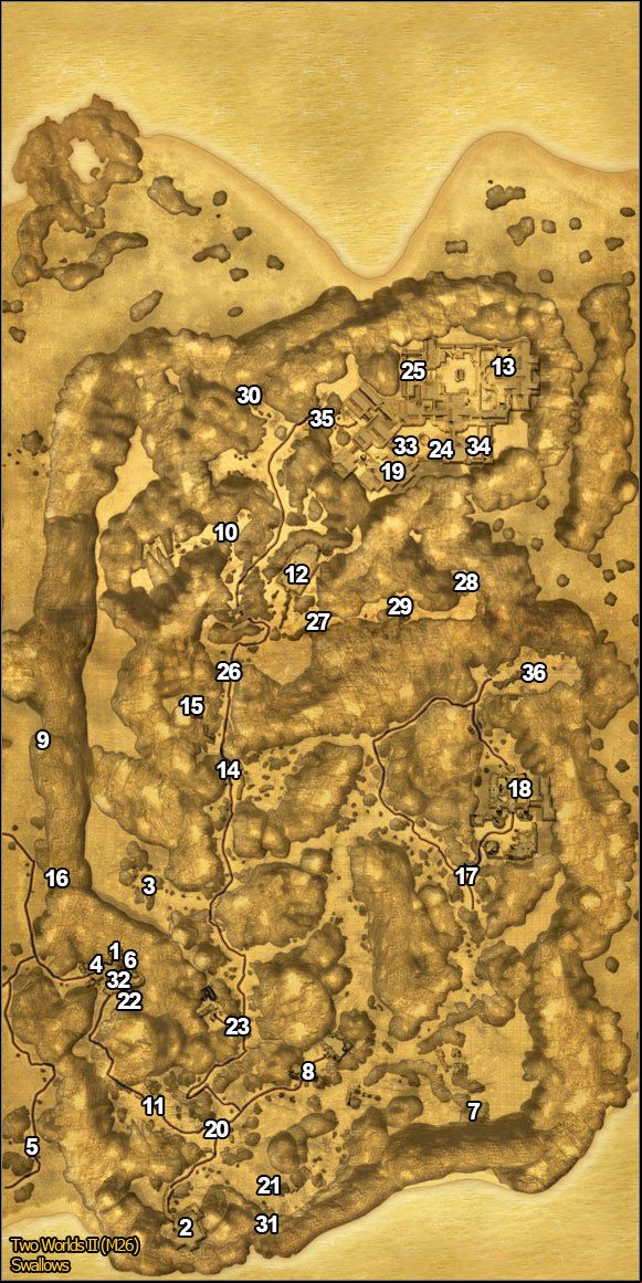 1 - Swallows - p. 1 | Quests Maps - Maps - Two Worlds II Game Guide