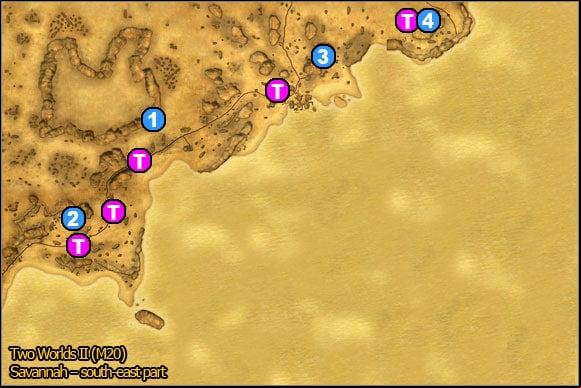 1 - Savannah - south-east part | World Atlas Maps - Maps - Two Worlds II Game Guide