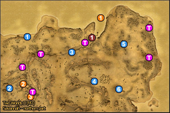 1 - Savannah - northern part | World Atlas Maps - Maps - Two Worlds II Game Guide