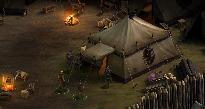 Go through the gate and continue to move forward till you reach the presented tent - The Conquerors Will - main quest | The Disfavored Camp - The Disfavored Camp - Tyranny Game Guide