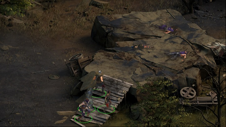As soon as you reach the Northern Clearing you will notice an elevation and three corpses of Earthshakers on top of it - Earthshaker Reinforcements - side quest | The Disfavored Camp - The Disfavored Camp - Tyranny Game Guide