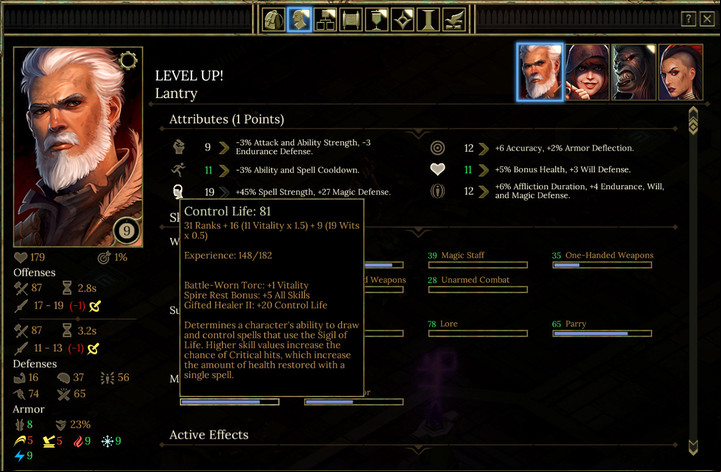 If you hover the cursor over a skill, you will see information regarding the attributes boost its development - How to Build Your Character - Important information - Tyranny Game Guide