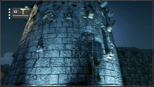 We jump over it and, after a short struggle, we land outside holding a hanging chain - Uncharted 3: Chapter 8 - The Citadel part 1 walkthrough - Walkthrough - Uncharted 3 Drakes Deception Guide