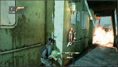 Here we also take out the enemies by using a shotgun - Uncharted 3: Chapter 13 - Rough Seas walkthrough - Walkthrough - Uncharted 3 Drakes Deception Guide