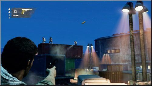 The main problem are the snipers that will spread and take positions on the highest containers - Uncharted 3: Chapter 16 - One Shot at This walkthrough - Walkthrough - Uncharted 3 Drakes Deception Guide