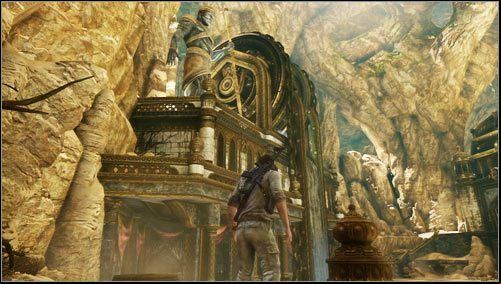After meeting with Sullivan, you will take the elevator to move down - Uncharted 3: Chapter 22 treasures guide - Treasures - Uncharted 3 Drakes Deception Guide
