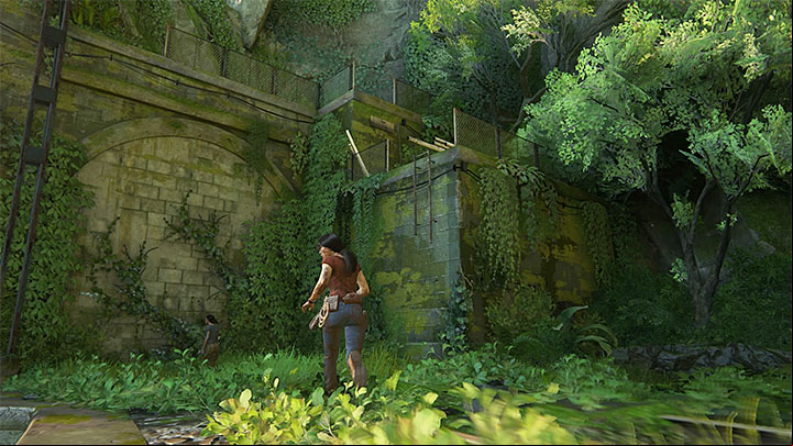 This is where you find a ladder - Reach the railway station - 8. Partners | Walkthrough - Walkthrough - Uncharted: The Lost Legacy Game Guide