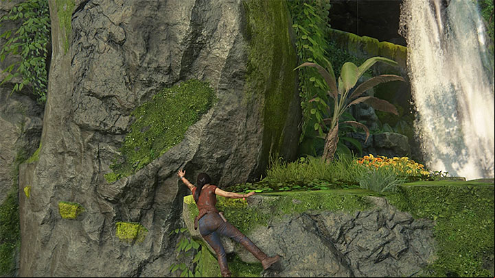 After you have landed on a stable ledge, go left - Reach the railway station - 8. Partners | Walkthrough - Walkthrough - Uncharted: The Lost Legacy Game Guide