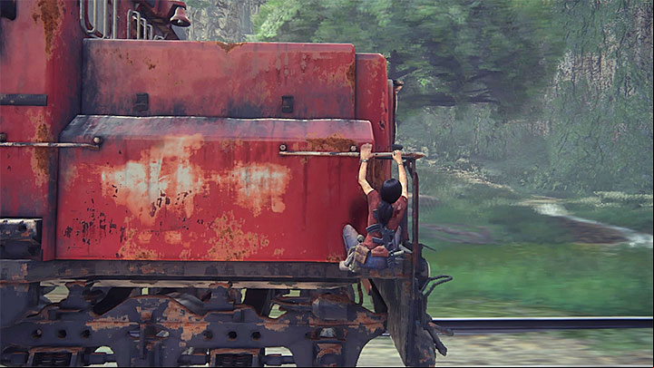 Use the protruding elements to reach to the top of the engine - 9 - End of the Line | Walkthrough - Walkthrough - Uncharted: The Lost Legacy Game Guide
