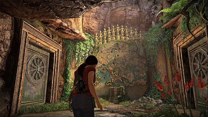 After entering, take look at the huge stone map from the picture above - How to find the Queens Ruby (simpler treasure hunts)? | FAQ - FAQ - Frequently Asked Questions - Uncharted: The Lost Legacy Game Guide