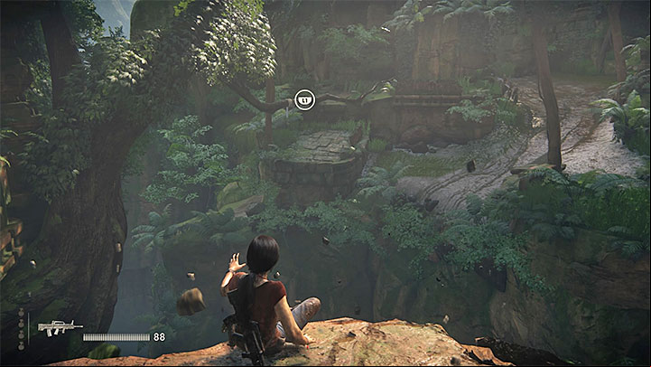 Another enemies are occupying nearby ruins but engaging them in combat isnt a good idea because an armored vehicle will soon appear in the ruins - 5 - Going through the ruins | The Great Battle | Walkthrough - Walkthrough - Uncharted: The Lost Legacy Game Guide