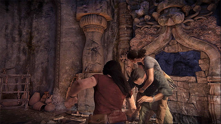 Attack Asav after a series of dodges and after the moment when Nadine jumps on his back - 5 - Meeting Asav | The Great Battle | Walkthrough - Walkthrough - Uncharted: The Lost Legacy Game Guide