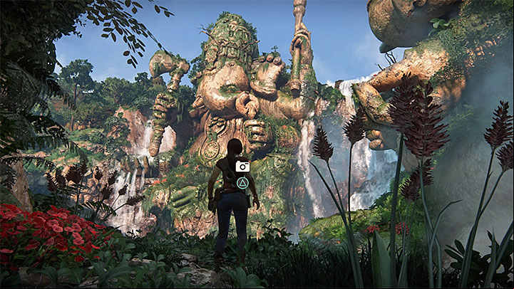 The place where you can take a photo can be accessed shortly after using the grapple hook for the first time in this level - 5 - The Great Battle - All secrets - Secrets - Uncharted: The Lost Legacy Game Guide