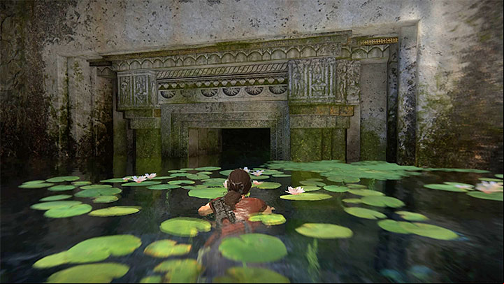 Take the age that has opened and, after you have reached the next location, find the camera icon to interact with the photo opportunity location (3/7) - 7 - A visit to the library | The Lost Legacy | Walkthrough - Walkthrough - Uncharted: The Lost Legacy Game Guide