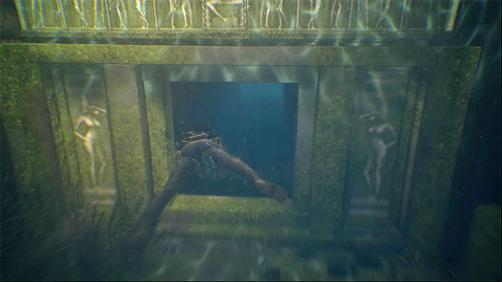 After you have explored the area and found all the collectibles, find a new spot where you can dive and swim into a small tunnel (shown in the above screenshot) - 7 - A visit to the library | The Lost Legacy | Walkthrough - Walkthrough - Uncharted: The Lost Legacy Game Guide