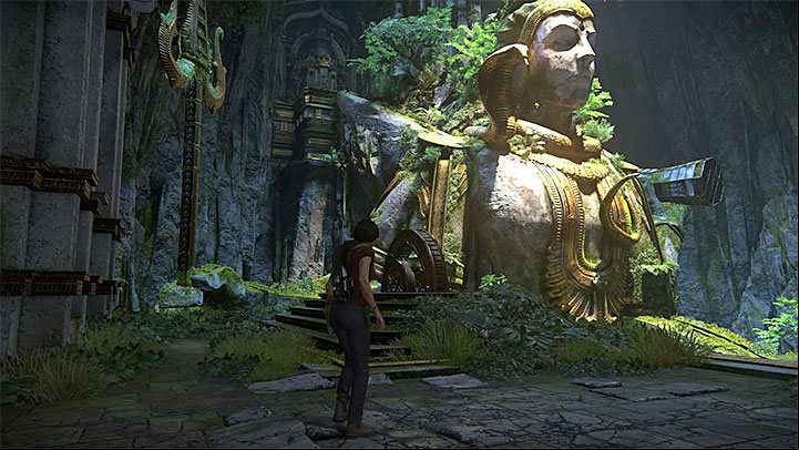 After you have obtained that collectible, return down and take the stairs - Solution to the puzzle with Shivas statue | Walkthrough - Walkthrough - Uncharted: The Lost Legacy Game Guide