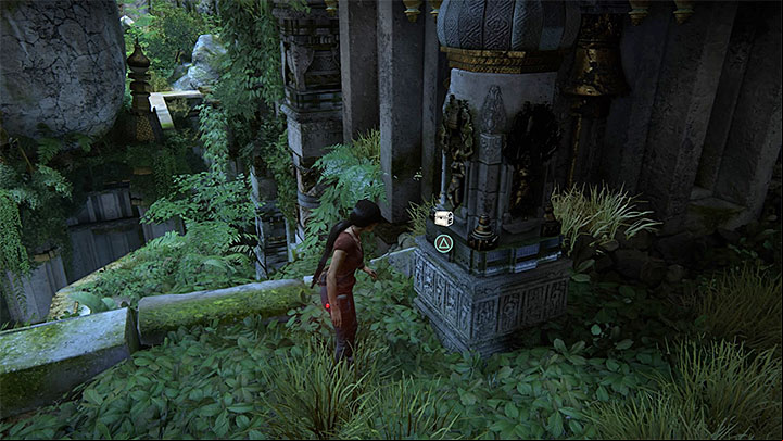 After you have come down, you will return to the area with Shivas lower hands - Solution to the puzzle with Shivas statue | Walkthrough - Walkthrough - Uncharted: The Lost Legacy Game Guide