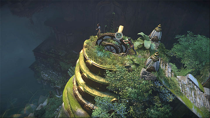 You can leave this location only after you have reached the mechanisms on both sides of Shivas head (the order is up to you) - Solution to the puzzle with Shivas statue | Walkthrough - Walkthrough - Uncharted: The Lost Legacy Game Guide