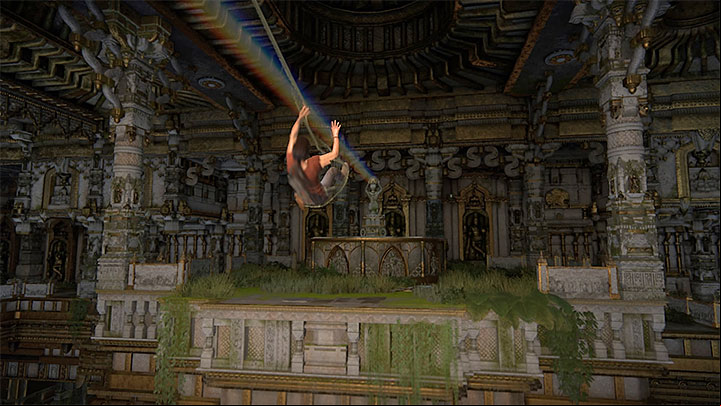 Swing on the rope and jump into the area with prisms - Solution to the puzzle with Shivas statue | Walkthrough - Walkthrough - Uncharted: The Lost Legacy Game Guide