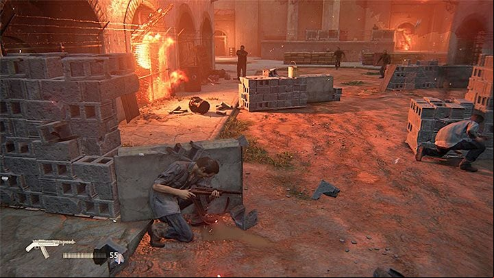 You cant stay behind a single cover forever, as it will crumble from the enemy fire. - Uncharted 4: Chapter 5 Hector Alcazar - walkthrough - Walkthrough - Uncharted 4: A Thiefs End Game Guide