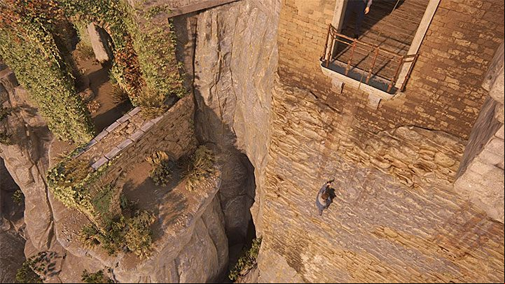Slide down the rope and start running on the wall. - Uncharted 4: Chapter 6 Once a Thief - walkthrough - Walkthrough - Uncharted 4: A Thiefs End Game Guide