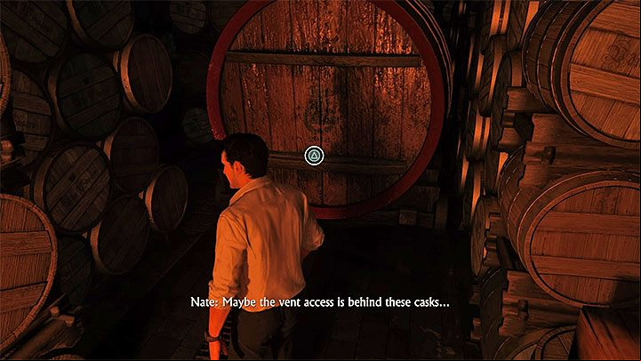 Pull the large barrel towards you. - Uncharted 4: Chapter 6 Once a Thief - walkthrough - Walkthrough - Uncharted 4: A Thiefs End Game Guide