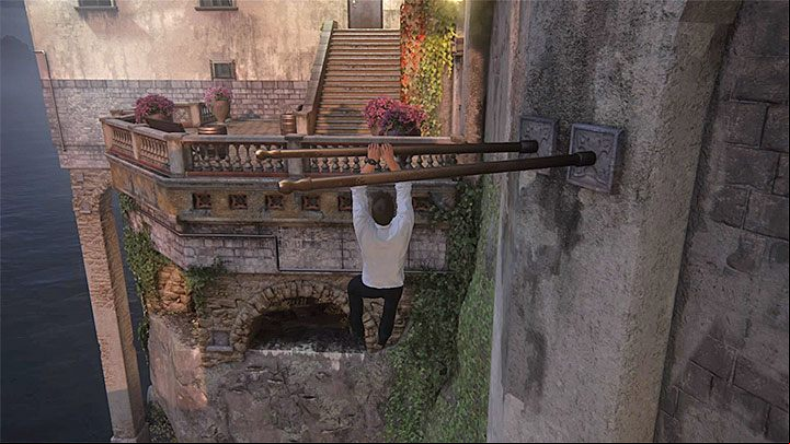 Make use of the bars sticking out of the wall. - Uncharted 4: Chapter 6 Once a Thief - walkthrough - Walkthrough - Uncharted 4: A Thiefs End Game Guide