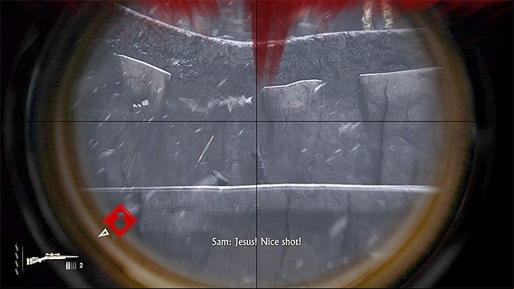 You can use the sniper rifle - Uncharted 4: Chapter 9 Those Who Prove Worthy - walkthrough - Walkthrough - Uncharted 4: A Thiefs End Game Guide