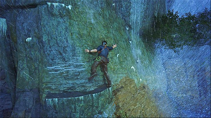 Lean the analog stick towards the edges that Nate is to grab onto. - Uncharted 4: Chapter 13 Marooned - walkthrough - Walkthrough - Uncharted 4: A Thiefs End Game Guide