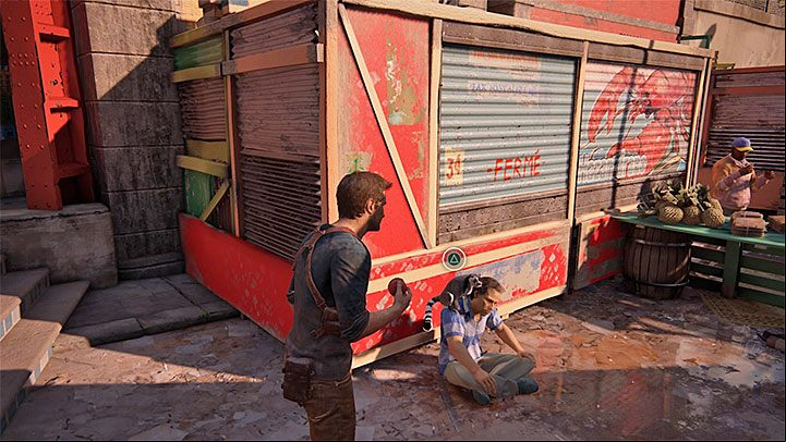 Walk ahead a bit and find a man with a lemur on his shoulder (the above screenshot) - Uncharted 4: Hidden Trophies guide - list of all - Trophies In Uncharted 4 - Uncharted 4: A Thiefs End Game Guide