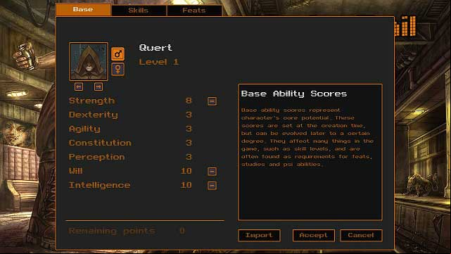 As you can see on the screenshot above, our character will specialize in using psi, because the most points were invested in Will and Intelligence - Character development example | How to create and develop a character - How to create and develop a character - Underrail Game Guide