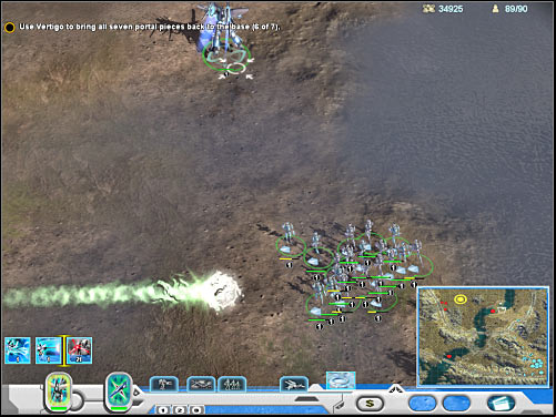 Obviously you will have to start moving west, towards the final piece of the portal (3 on the map) - Mission 3 - part 3 - Novus - Universe at War: Earth Assault - Game Guide and Walkthrough
