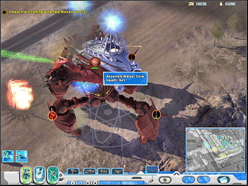 It's very important that you destroy the first Walker before the other one manages to get too close to your base - Mission 7 - part 2 - Novus - Universe at War: Earth Assault - Game Guide and Walkthrough