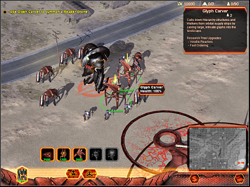 Select your Glyph Carver units - Mission 2 - part 1 - Hierarchy - Universe at War: Earth Assault - Game Guide and Walkthrough