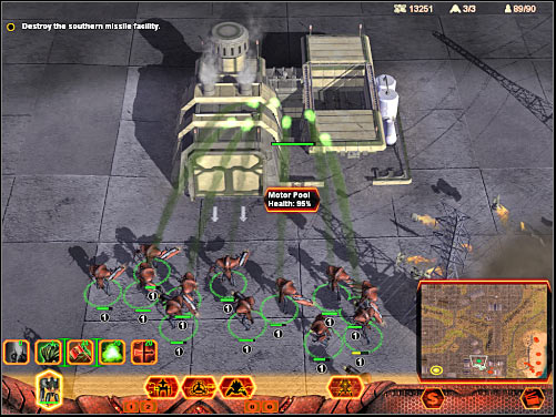 Your main target building (screen) is going to be guarded by a small group of enemy units - Mission 2 - part 3 - Hierarchy - Universe at War: Earth Assault - Game Guide and Walkthrough