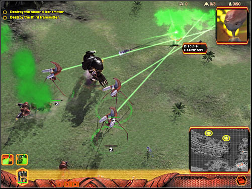 Once you've arrived at the southern section of the map, you will have to turn right in order to proceed west - Mission 3 - part 1 - Hierarchy - Universe at War: Earth Assault - Game Guide and Walkthrough