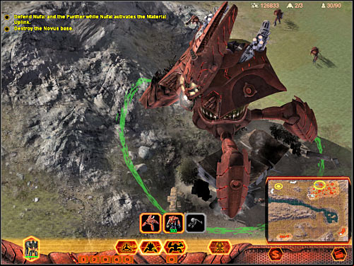 You'll be moving west, however you should stop your Walkers once you're close enough to an enemy base (6 on the map) - Mission 4 - part 2 - Hierarchy - Universe at War: Earth Assault - Game Guide and Walkthrough