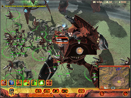I wouldn't recommend placing any units inside the highlighted area of the map - Mission 6 - part 2 - Hierarchy - Universe at War: Earth Assault - Game Guide and Walkthrough