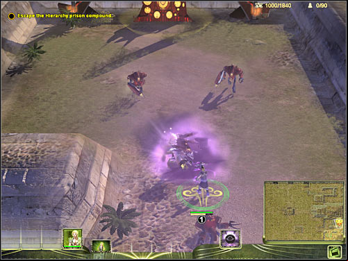 Once you've successfully killed all Grunt units, get closer to something that looks like a control - Mission 1 - part 1 - Masari - Universe at War: Earth Assault - Game Guide and Walkthrough