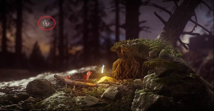 With the help of a red hero you have to catch and lift a branch - Ashes to Ashes | Secrets and Collectibles | Unravel 2 - Secrets and collectibles - Unravel 2 Game Guide