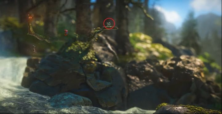 From the big rock jump to the branch with a double jump - At The Rapids | Secrets and Collectibles | Unravel 2 - Secrets and collectibles - Unravel 2 Game Guide