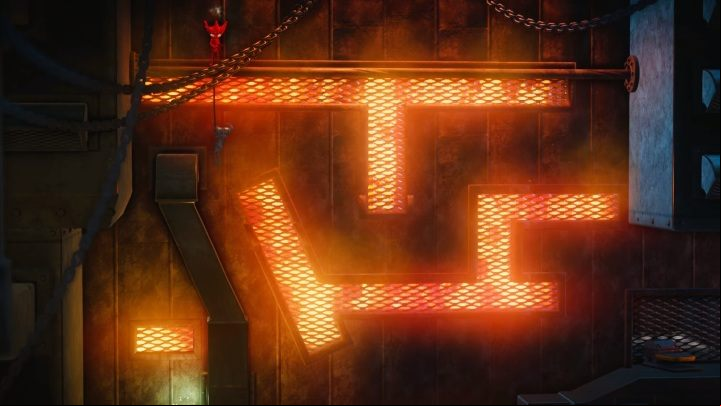 The last thing to do is get blue to the end of this location and lower him (or her) all the way down - How to get the 5th secret in the Is That All There Is level in Unravel 2? - FAQ - Unravel 2 Game Guide