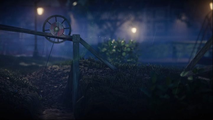 Then, separate your characters, hook the yarn to the wheel and allow one of the characters to hang on the yarn - Hideaway level walkthrough in Unravel 2 - Walkthrough - Unravel 2 Game Guide