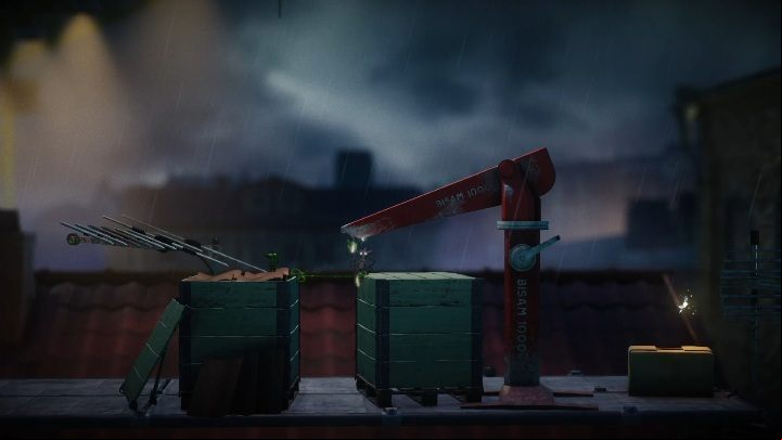Moving through the rooftops, you will see a moving element - Hideaway level walkthrough in Unravel 2 - Walkthrough - Unravel 2 Game Guide