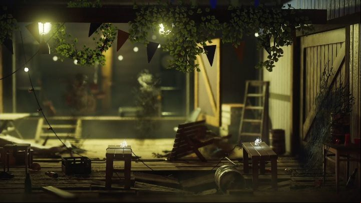 Then jump down on the other side of the bench and push the barrel to the other side - Little Frogs level walkthrough in Unravel 2 - Walkthrough - Unravel 2 Game Guide