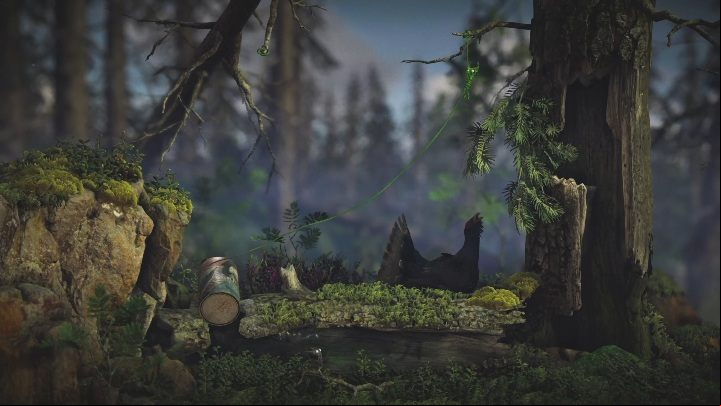 In order to go further, you have to hang with one character from the branch and swing the other one and jump onto the rock - Little Frogs level walkthrough in Unravel 2 - Walkthrough - Unravel 2 Game Guide