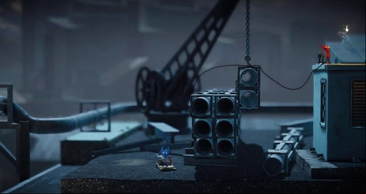 Then they jump on the button with the character and send the second character to the roof of the building - Is That All There? level walkthrough in Unravel 2 - Walkthrough - Unravel 2 Game Guide