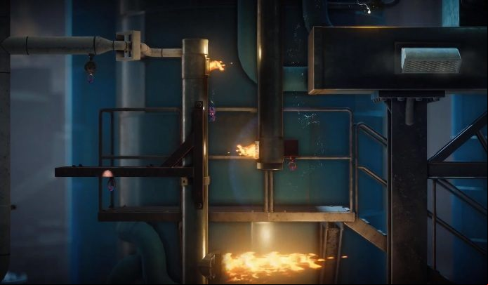 Walking around the building you have to be careful about the moving fire - Is That All There? level walkthrough in Unravel 2 - Walkthrough - Unravel 2 Game Guide