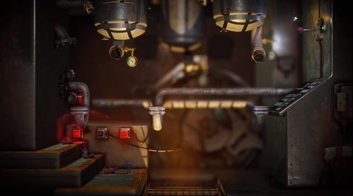 The second character jumps onto the buttons next to him, then the first one jumps onto the pipes - Is That All There? level walkthrough in Unravel 2 - Walkthrough - Unravel 2 Game Guide